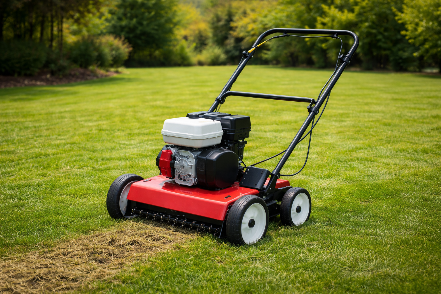 gas powered lawn dethatcher