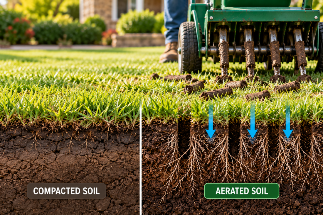 compacted soil vs aerated soil