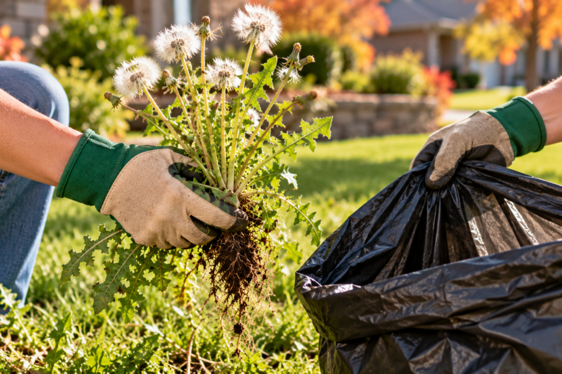 put weeds in bag
