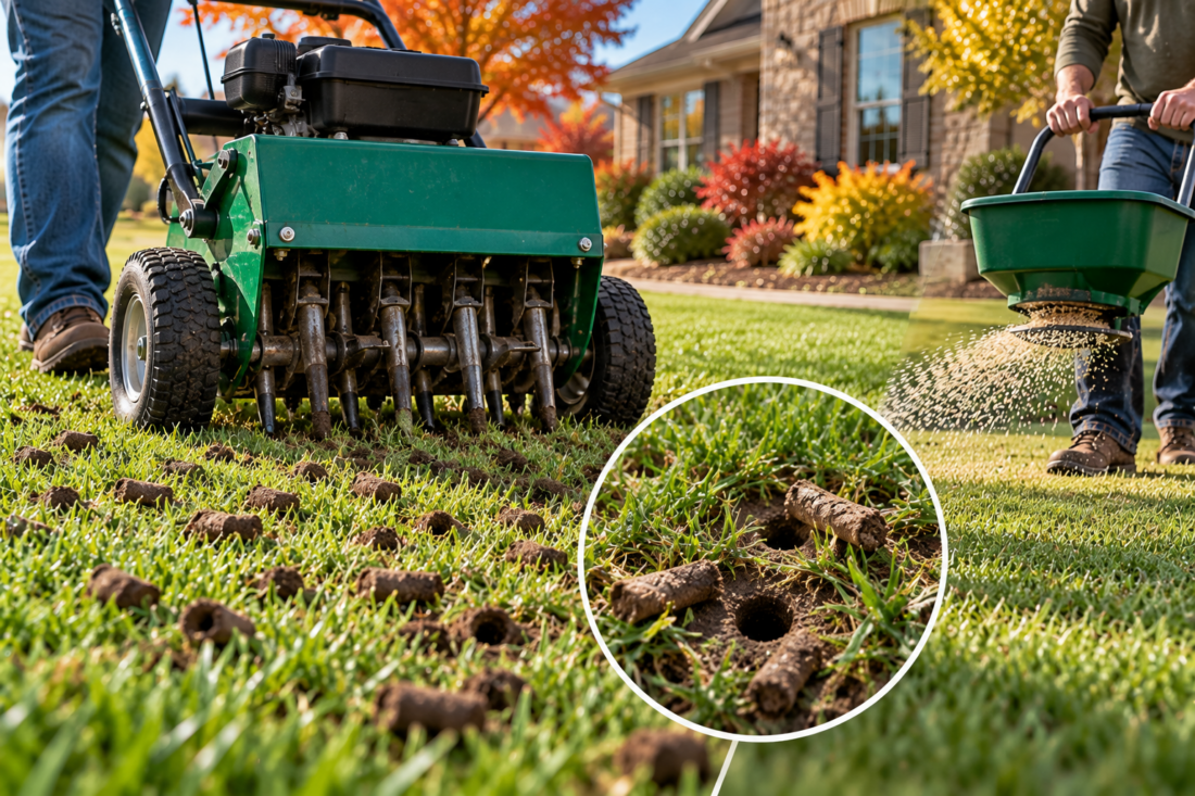 aerate overseed fall lawn