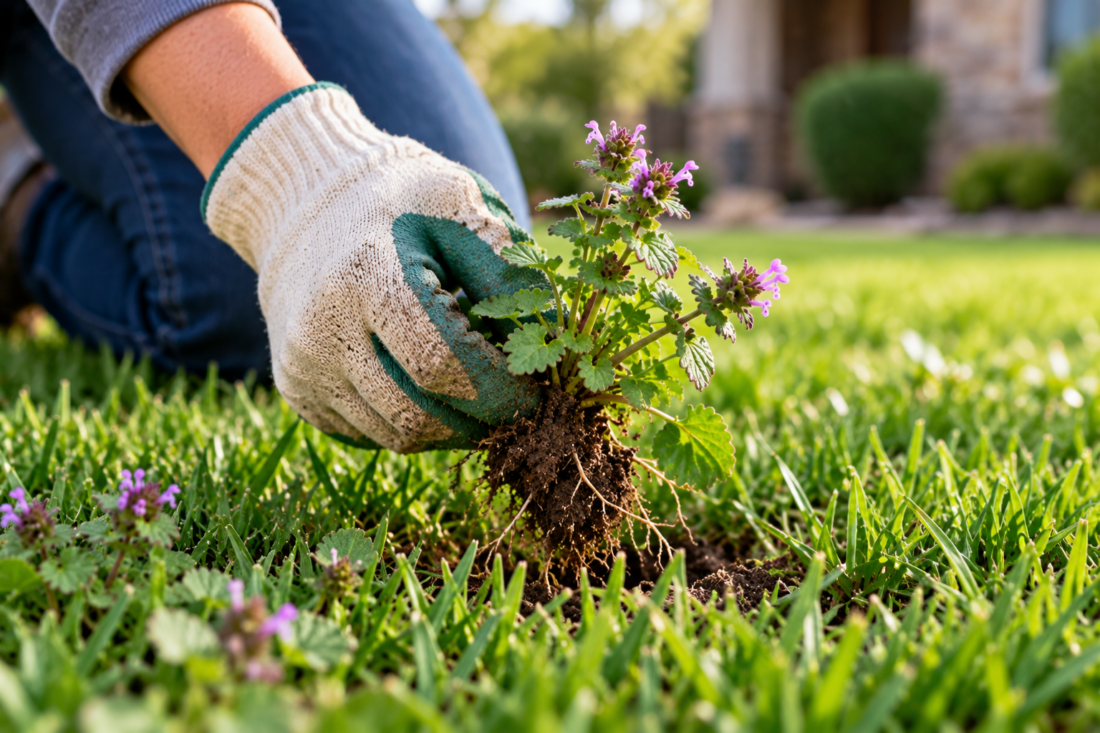 hand-pull winter weeds