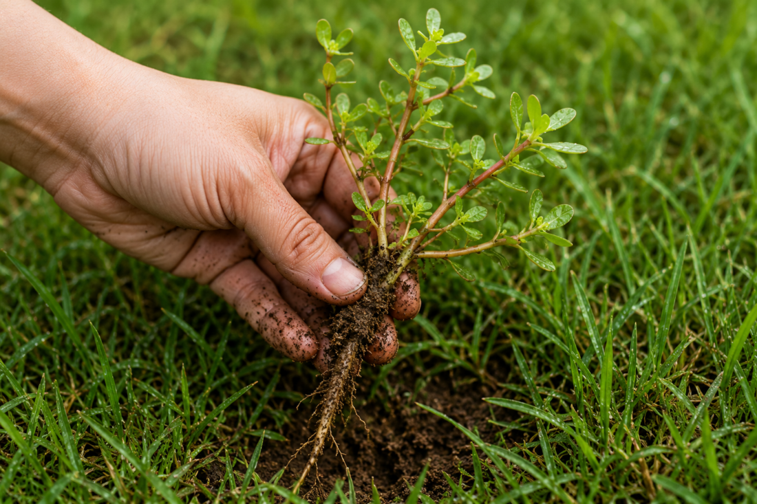 handpull purslane weeds