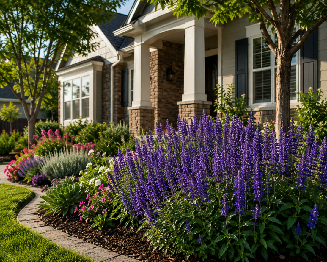 salvia front flower bed