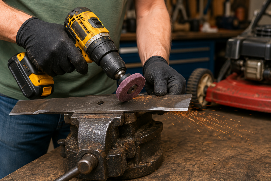 sharpen lawn mower blades