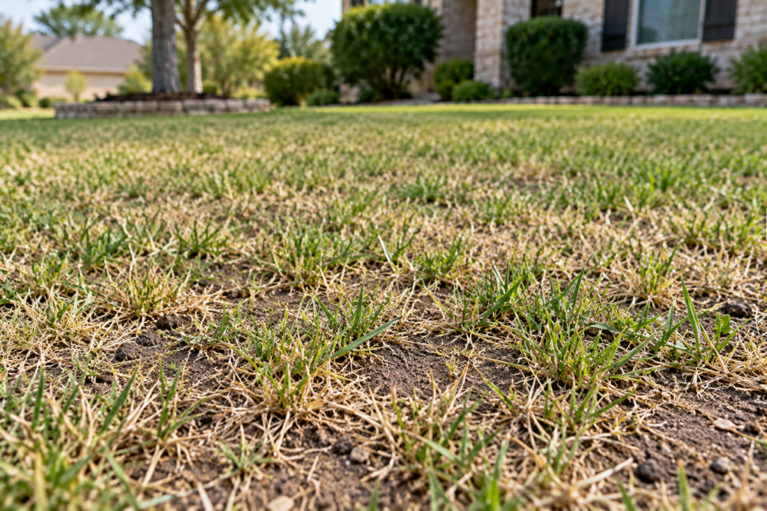thin bare lawn