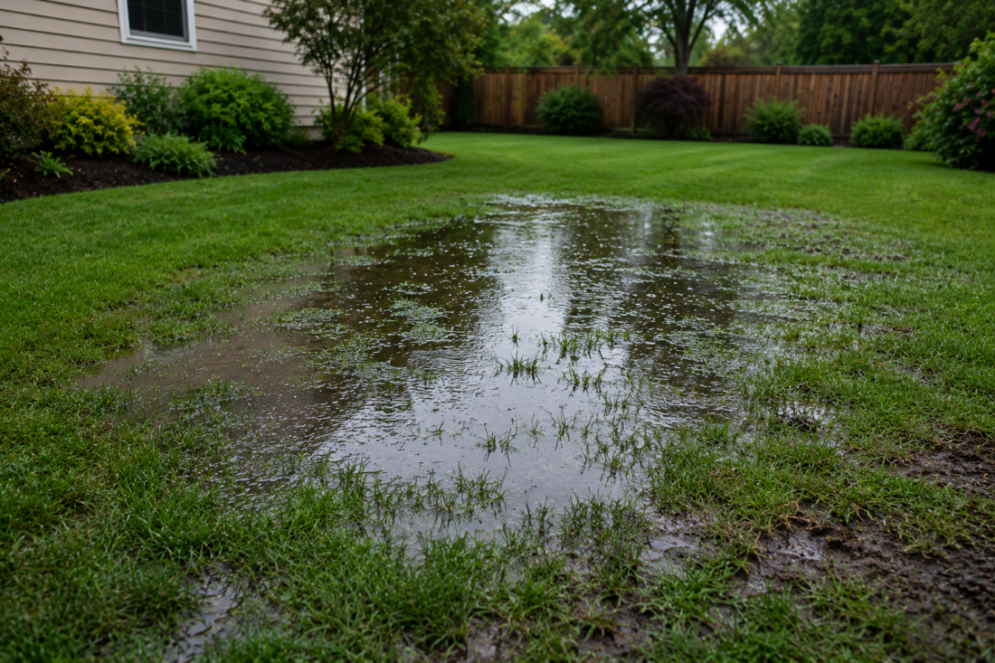 water pooling lawn