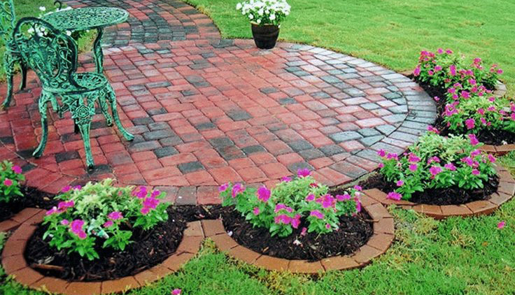 brick stepping stone walkway installation