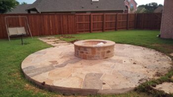 fire pit stone landscaping sitting area