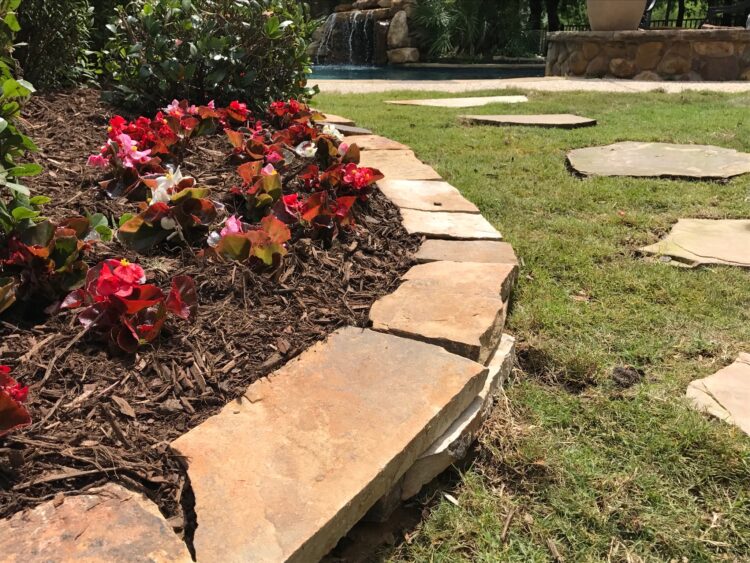 stone border flower bed landscaping stone walkway