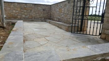 stone patio walkway-grass alternative