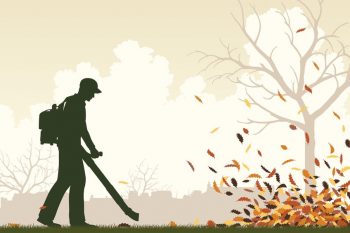 leaf blower man blowing leaves