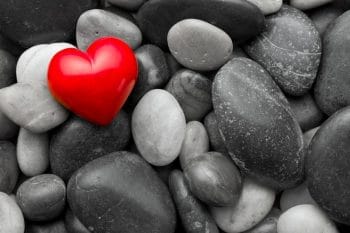 river rocks with heart