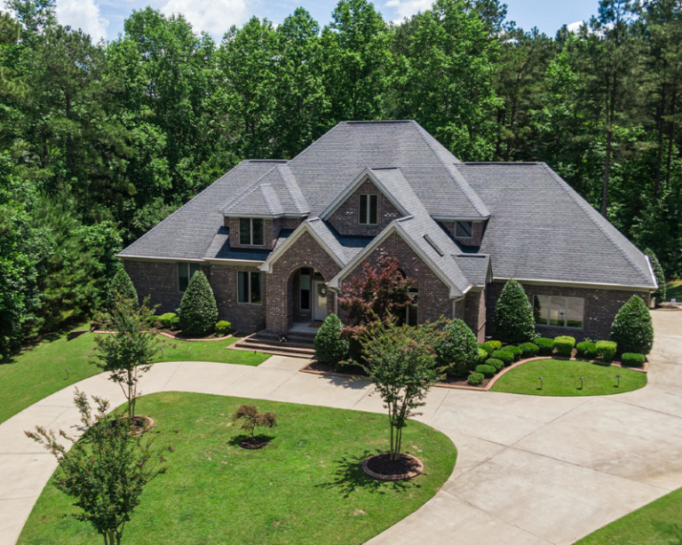 drone view of Lewisville weed free lawn