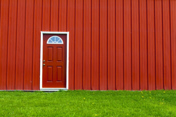 nice lawn with metal building
